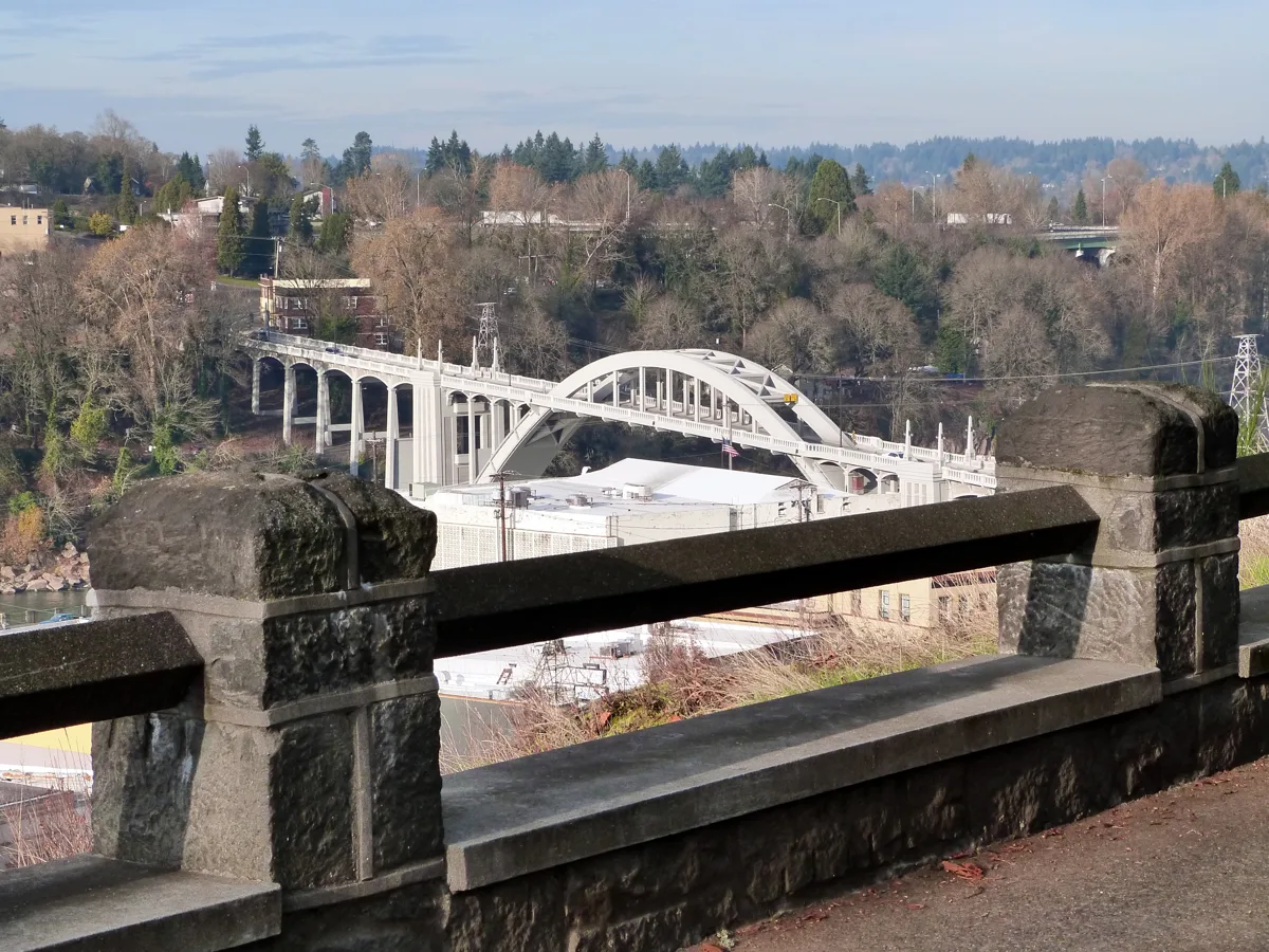 McLoughlin Promenade and Oregon City Bridge, Oregon City, 2013 · Neighborhood landmark; Halloween participation not implied
