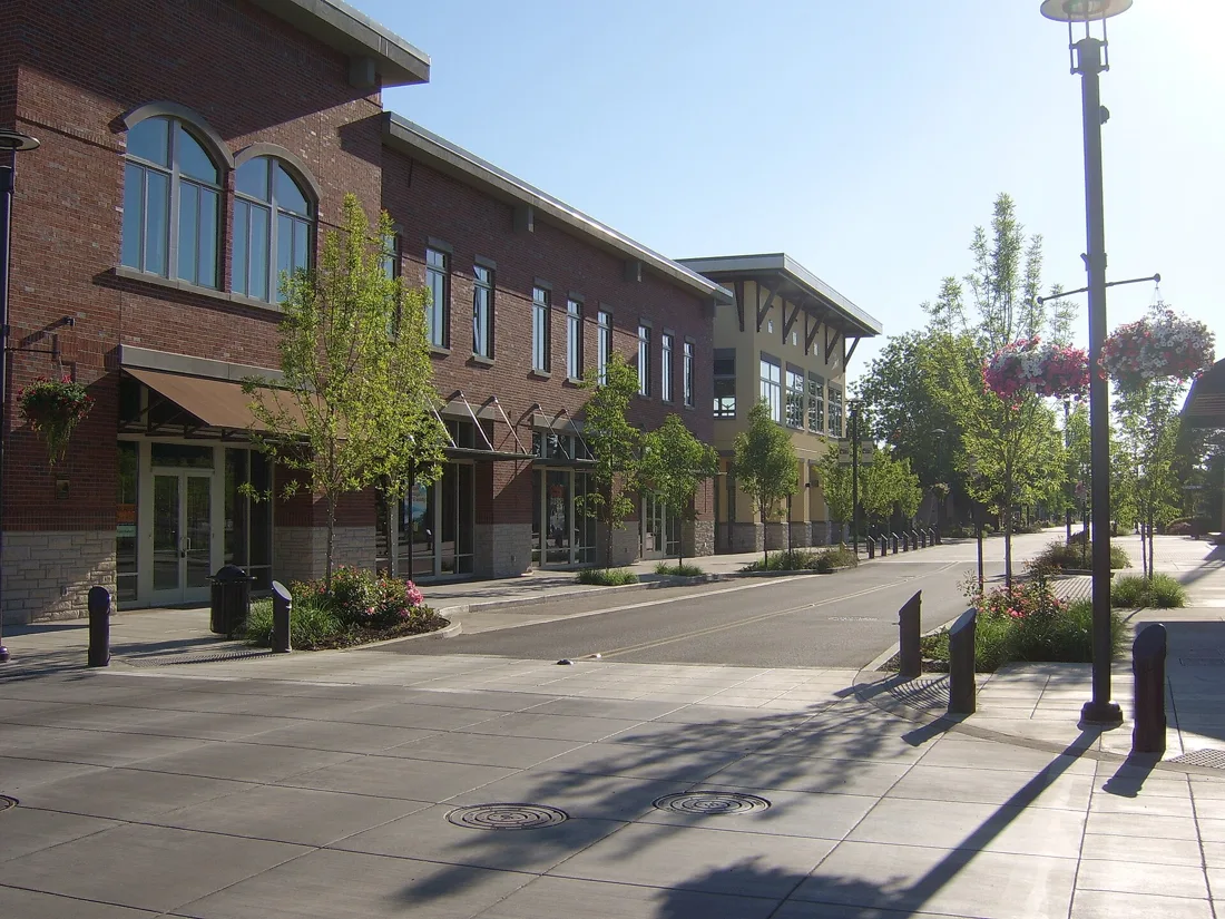 Downtown Washougal, Washington, looking west, photographed July 10, 2008. Location context; Halloween activity is not pictured.